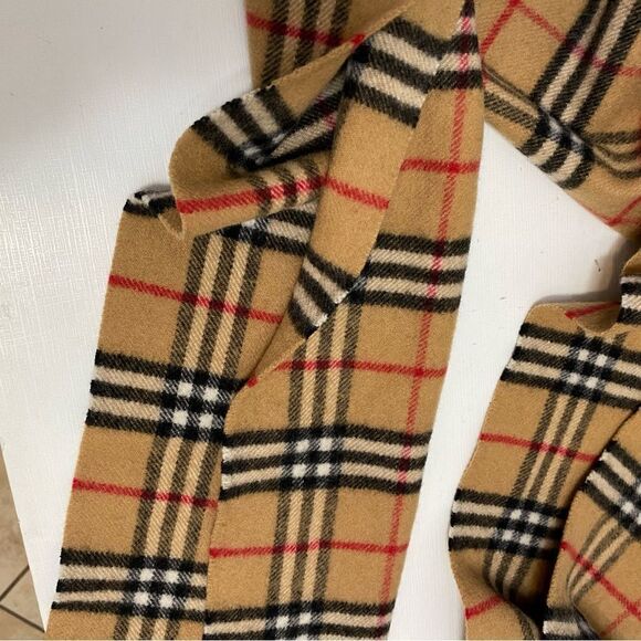 🌺BURBERRY Nova Check Lambswool Scarf Beige - Picture 8 of 10